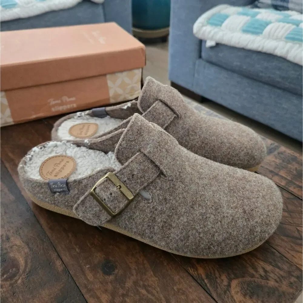 Toni Pons NORTON-FP - Men's clog-style slipper in felt. Color: Taupe. Size US 11